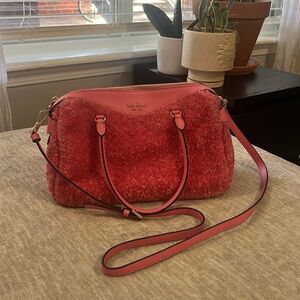 Kate Spade pink fuzzy crossbody purse